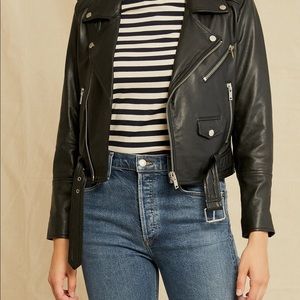 Deadwood Leather Cropped Biker Jacket